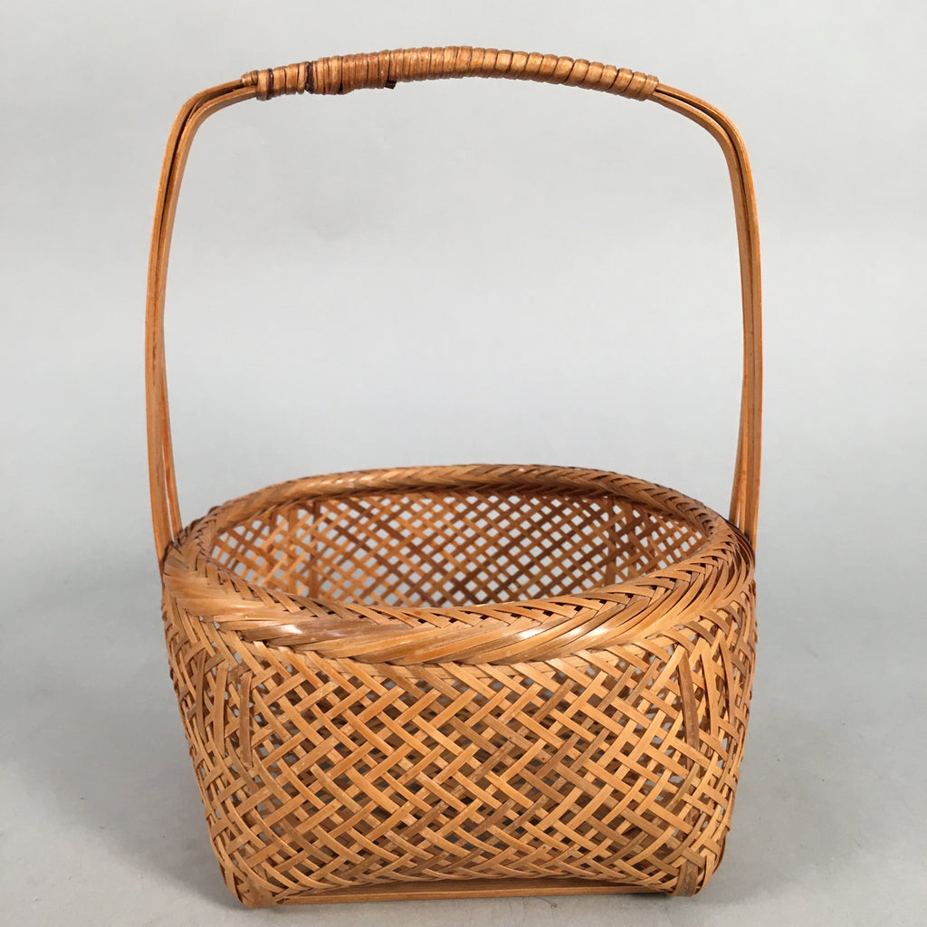 Japanese Bamboo Basket Vtg Flower Vase Ikebana Arrangement Kado B135