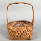 Japanese Bamboo Basket Vtg Flower Vase Ikebana Arrangement Kado B135