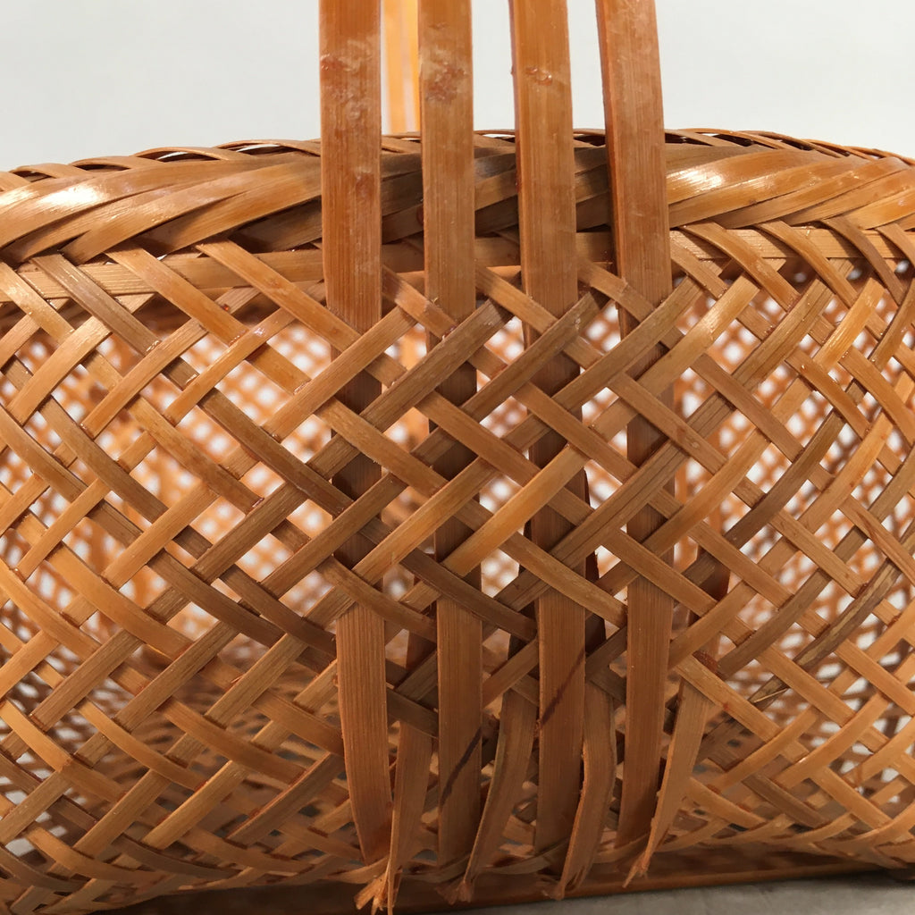 Japanese Bamboo Basket Vtg Flower Vase Ikebana Arrangement Kado B135