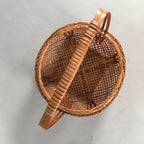 Japanese Bamboo Basket Vtg Flower Vase Ikebana Arrangement Kado B135