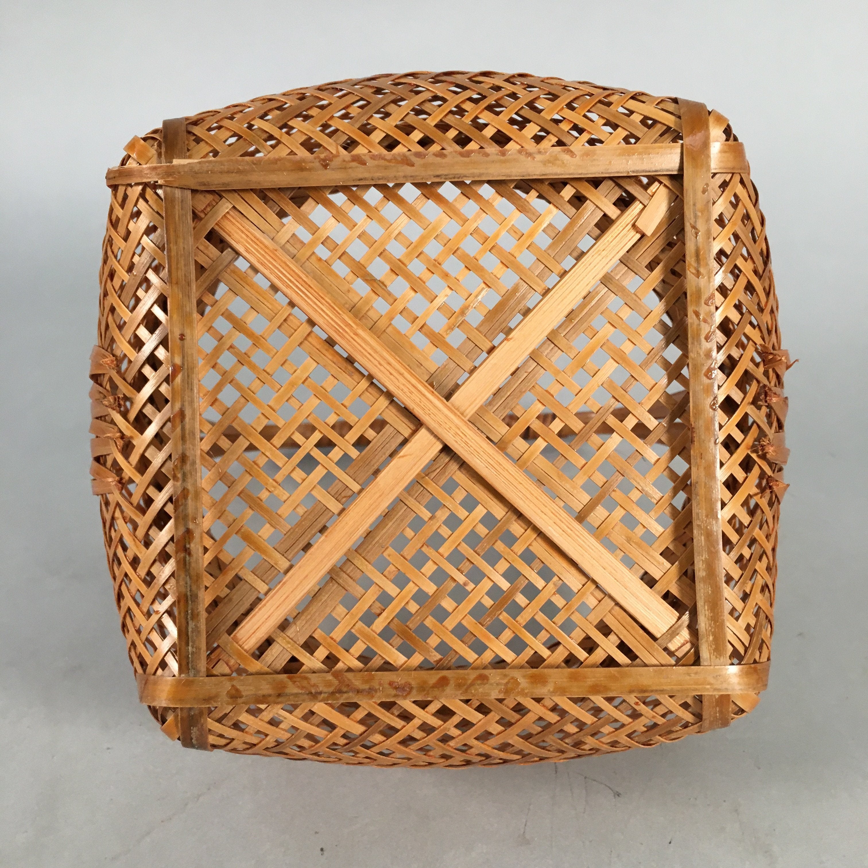 Japanese Bamboo Basket Vtg Flower Vase Ikebana Arrangement Kado B135