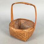 Japanese Bamboo Basket Vtg Flower Vase Ikebana Arrangement Kado B135