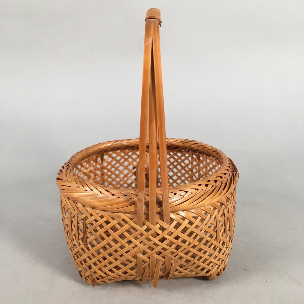 Japanese Bamboo Basket Vtg Flower Vase Ikebana Arrangement Kado B136