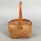 Japanese Bamboo Basket Vtg Flower Vase Ikebana Arrangement Kado B136