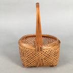 Japanese Bamboo Basket Vtg Flower Vase Ikebana Arrangement Kado B136
