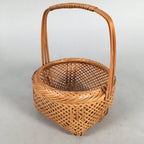 Japanese Bamboo Basket Vtg Flower Vase Ikebana Arrangement Kado B136