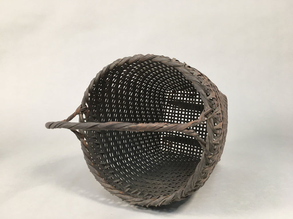 Japanese Bamboo Basket Vtg Flower Vase Ikebana Arrangement Kado B142