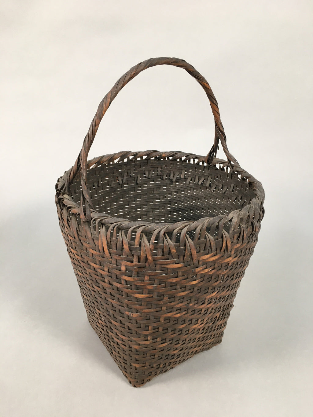 Japanese Bamboo Basket Vtg Flower Vase Ikebana Arrangement Kado B142