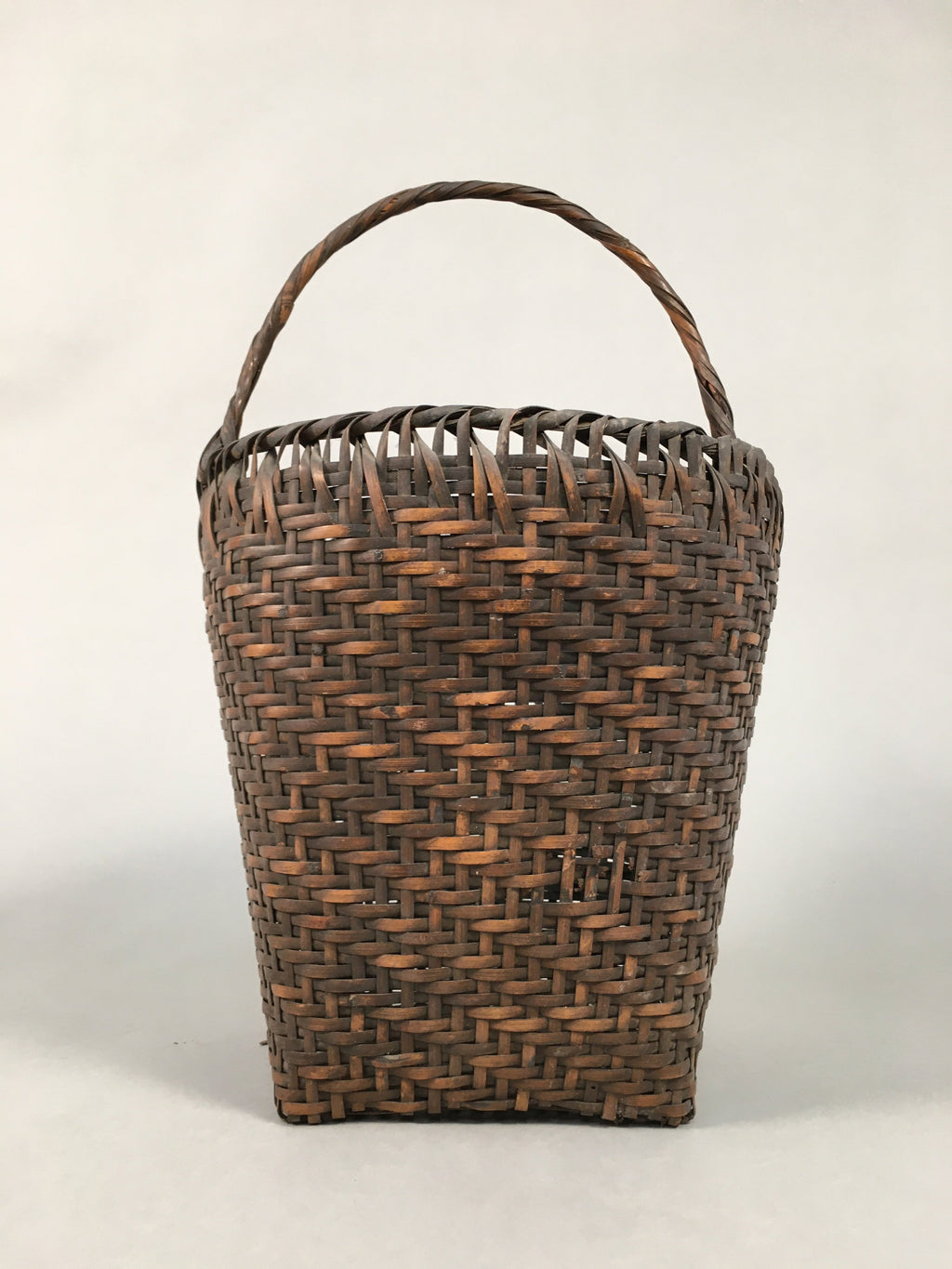 Japanese Bamboo Basket Vtg Flower Vase Ikebana Arrangement Kado B142