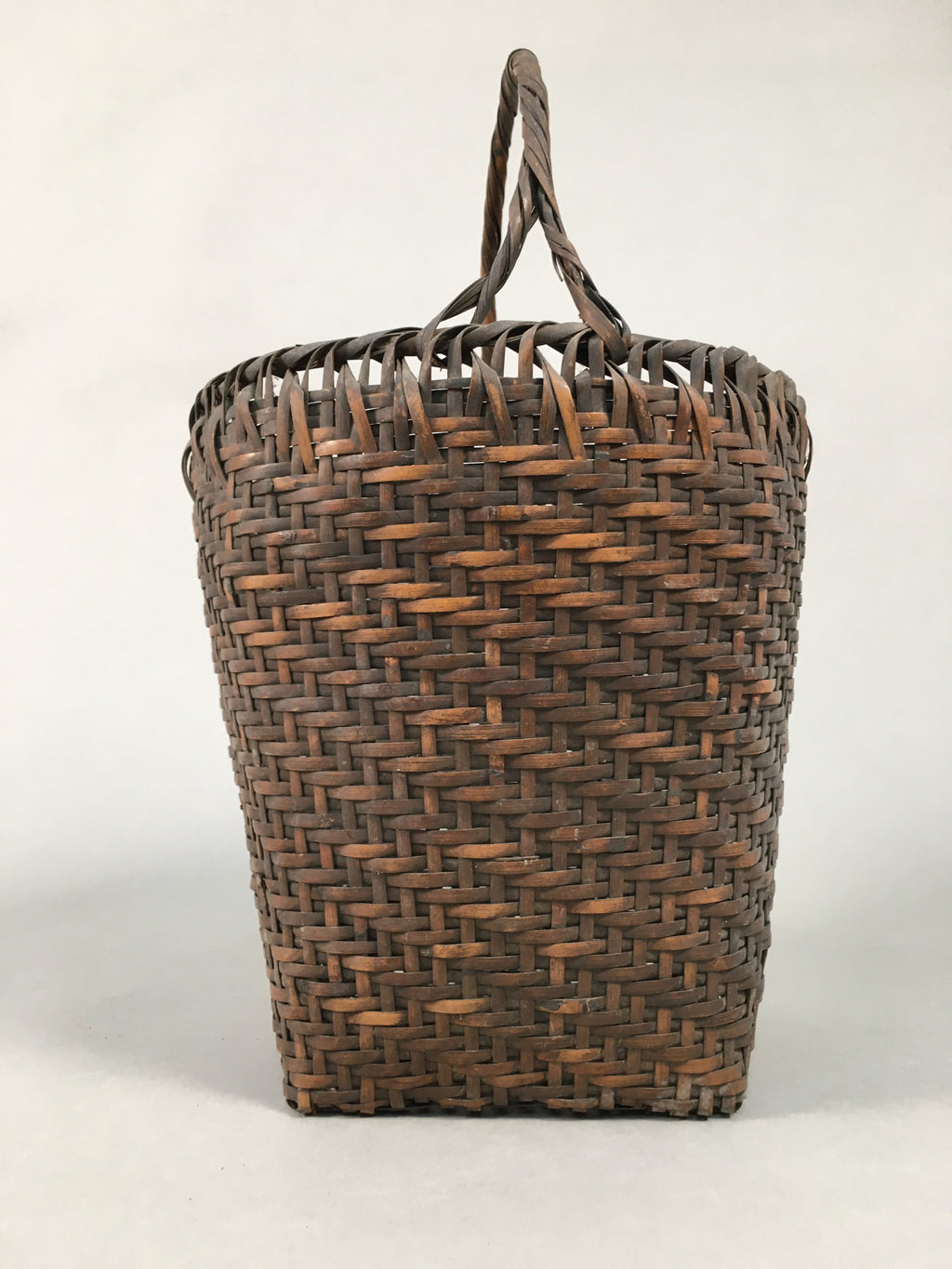 Japanese Bamboo Basket Vtg Flower Vase Ikebana Arrangement Kado B142