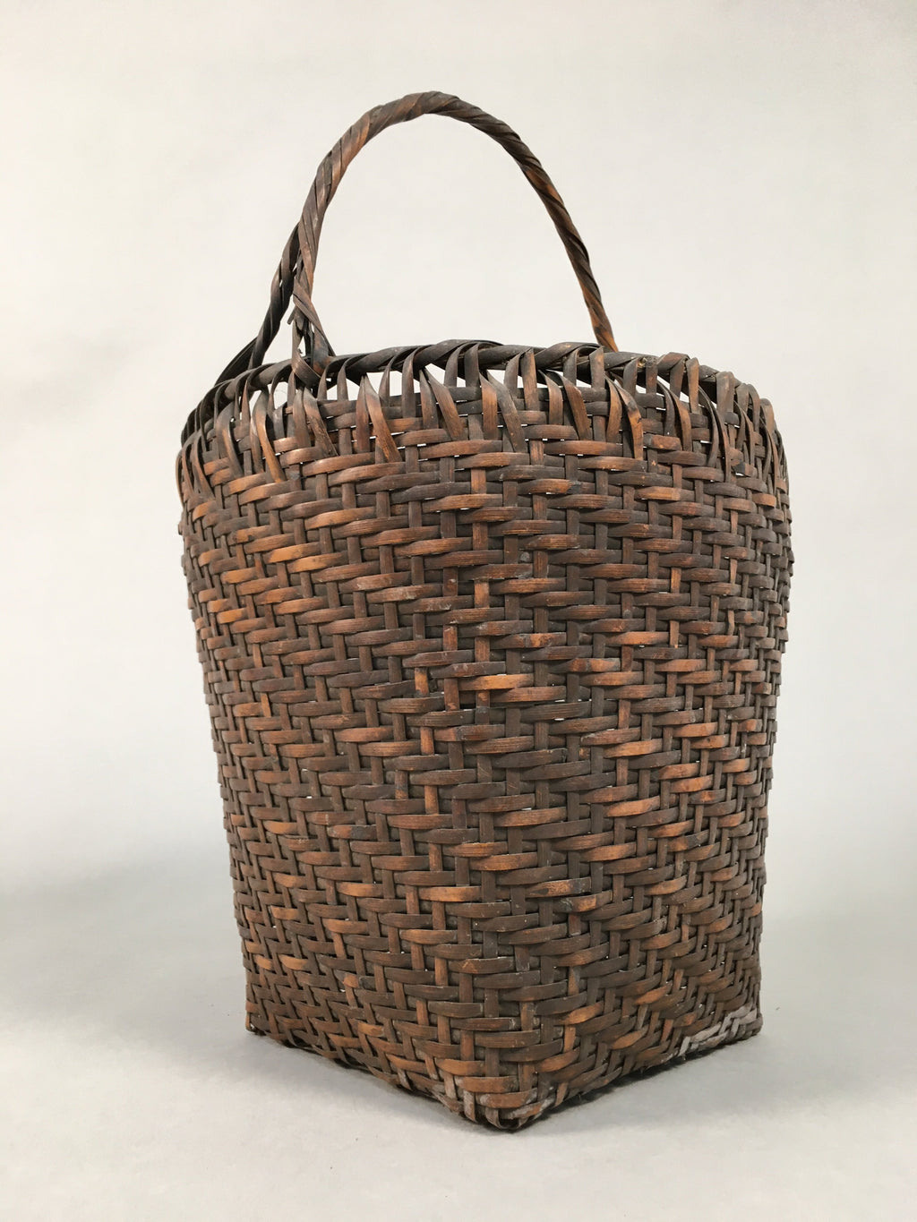 Japanese Bamboo Basket Vtg Flower Vase Ikebana Arrangement Kado B142