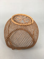 Japanese Bamboo Basket Vtg Flower Vase Ikebana Arrangement Kado B143