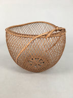 Japanese Bamboo Basket Vtg Flower Vase Ikebana Arrangement Kado B143