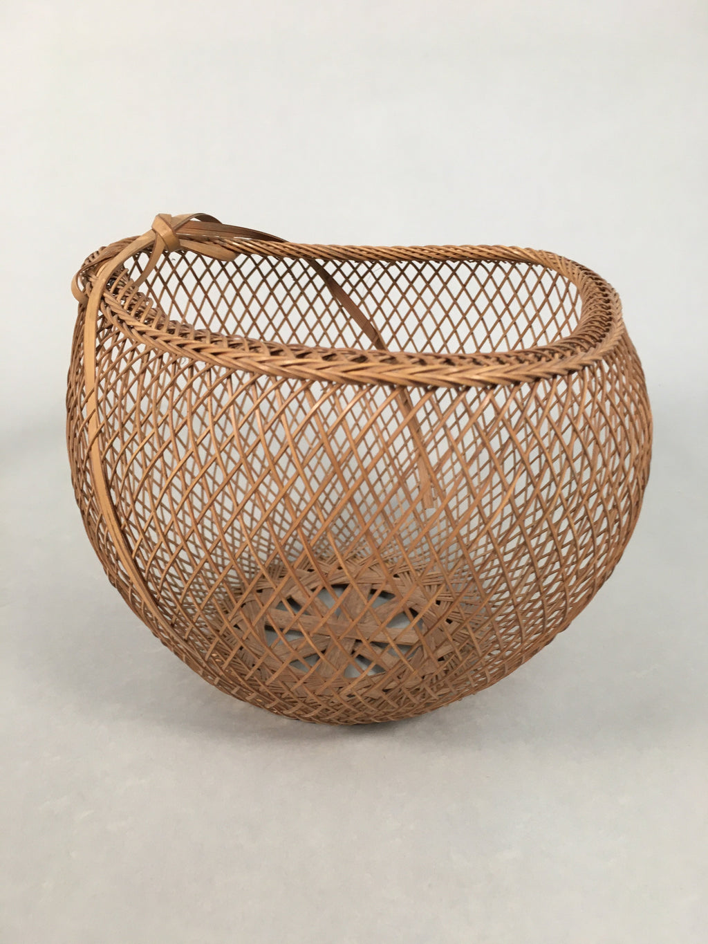 Japanese Bamboo Basket Vtg Flower Vase Ikebana Arrangement Kado B143