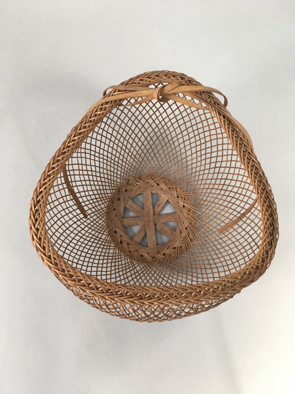 Japanese Bamboo Basket Vtg Flower Vase Ikebana Arrangement Kado B143