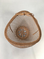Japanese Bamboo Basket Vtg Flower Vase Ikebana Arrangement Kado B143