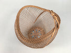Japanese Bamboo Basket Vtg Flower Vase Ikebana Arrangement Kado B143