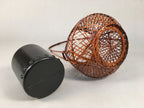 Japanese Bamboo Basket Vtg Flower Vase Ikebana Arrangement Kado B146