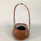 Japanese Bamboo Basket Vtg Flower Vase Ikebana Arrangement Kado B146