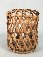Japanese Bamboo Basket Vtg Flower Vase Ikebana Arrangement Kado B147