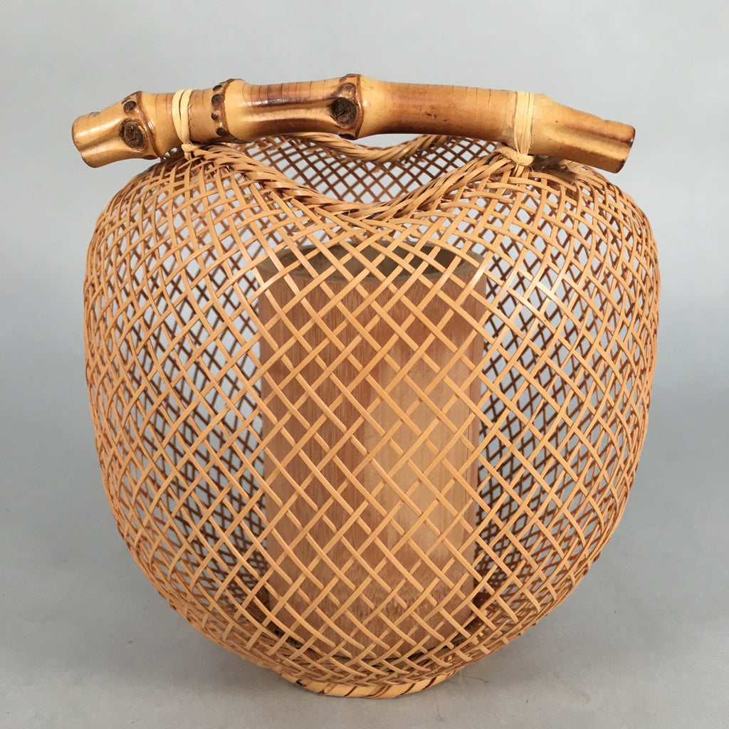 Japanese Bamboo Basket Vtg Flower Vase Ikebana Arrangement Kado PX504