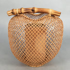 Japanese Bamboo Basket Vtg Flower Vase Ikebana Arrangement Kado PX504