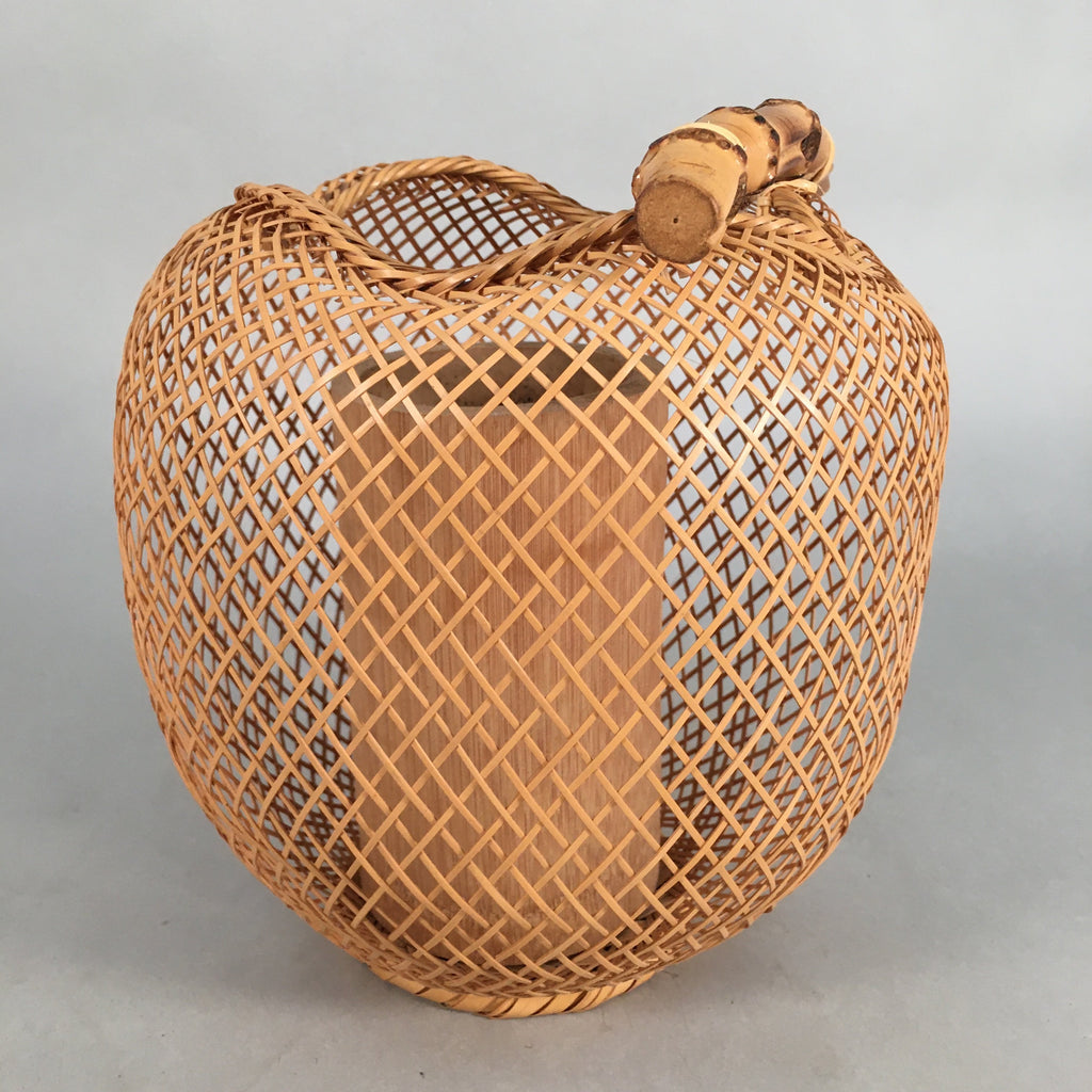 Japanese Bamboo Basket Vtg Flower Vase Ikebana Arrangement Kado PX504