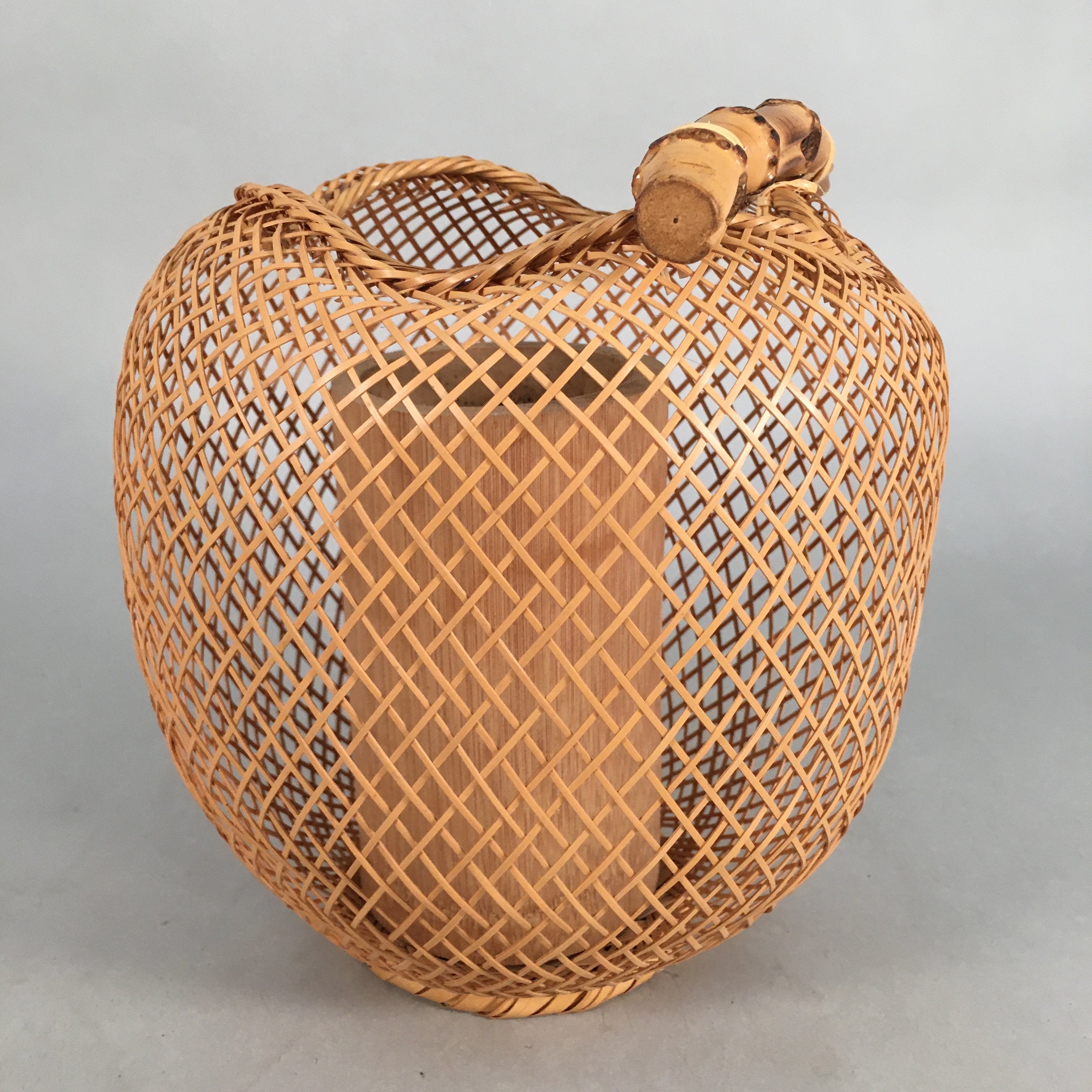 Japanese Bamboo Basket Vtg Flower Vase Ikebana Arrangement Kado PX504
