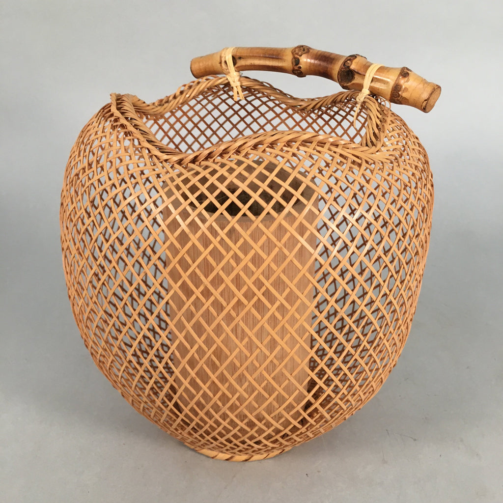 Japanese Bamboo Basket Vtg Flower Vase Ikebana Arrangement Kado PX504