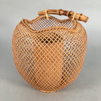 Japanese Bamboo Basket Vtg Flower Vase Ikebana Arrangement Kado PX504