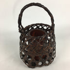 Japanese Bamboo Basket Vtg Flower Vase Ikebana Arrangement Kago Kado B164