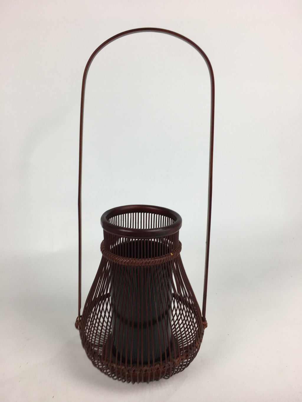 Japanese Bamboo Basket Vtg Flower Vase Ikebana Arrangement Kago Kado B172
