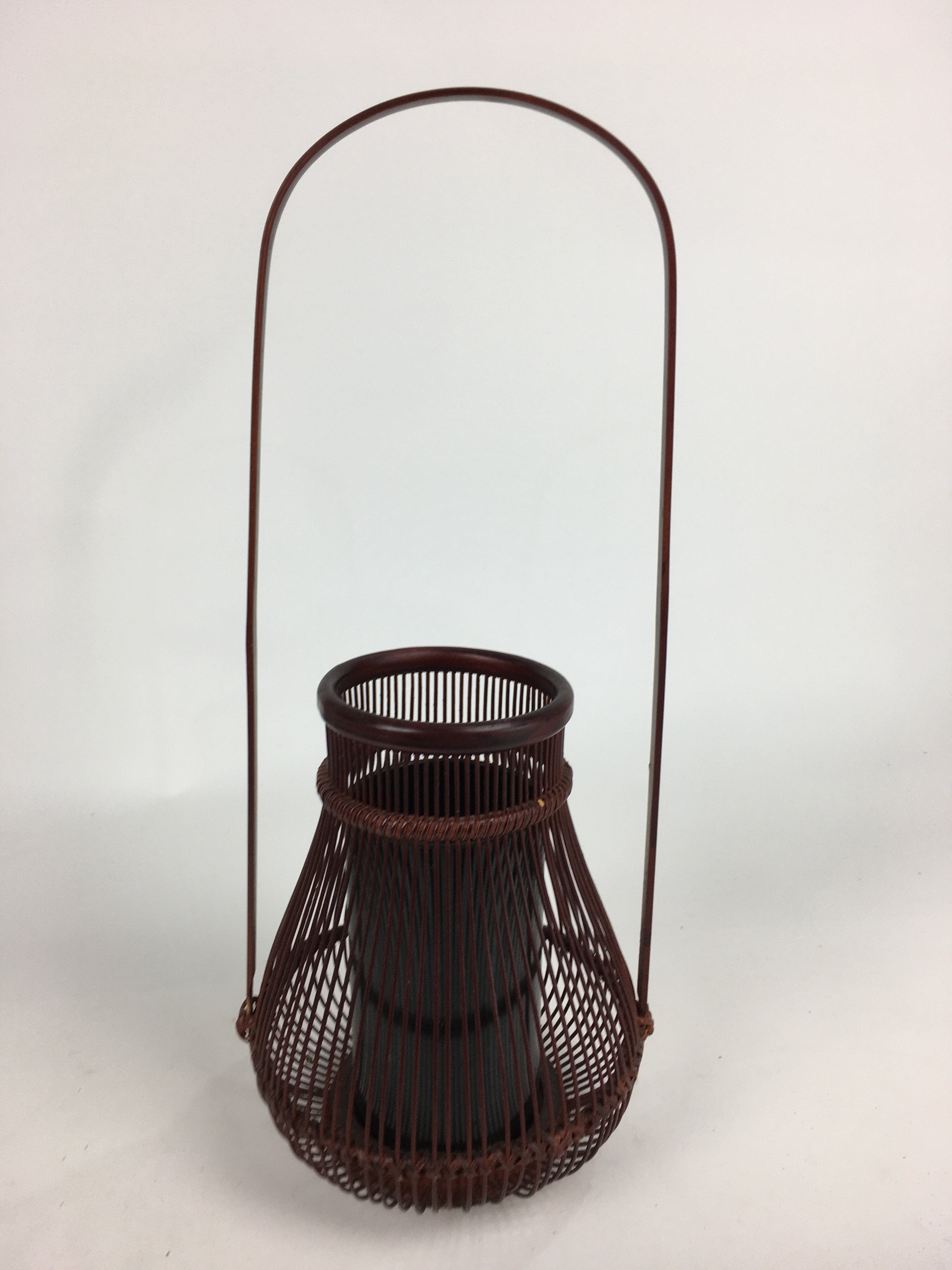 Japanese Bamboo Basket Vtg Flower Vase Ikebana Arrangement Kago Kado B172
