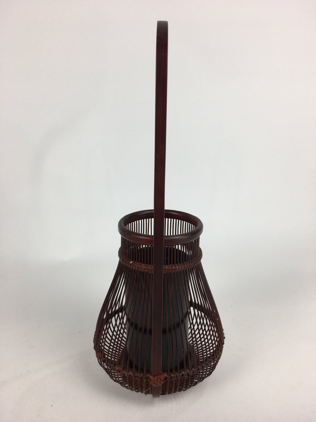 Japanese Bamboo Basket Vtg Flower Vase Ikebana Arrangement Kago Kado B172