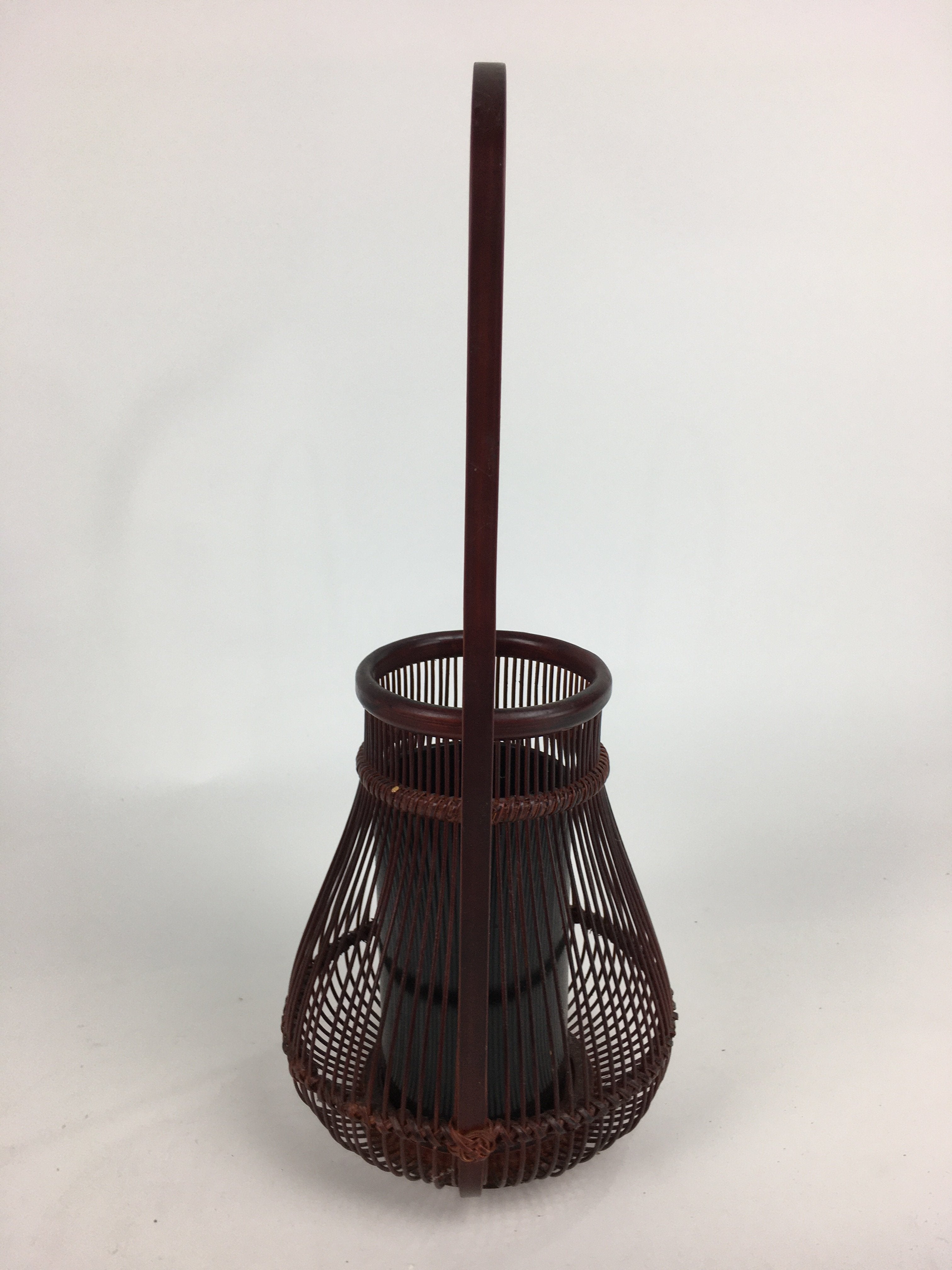Japanese Bamboo Basket Vtg Flower Vase Ikebana Arrangement Kago Kado B172