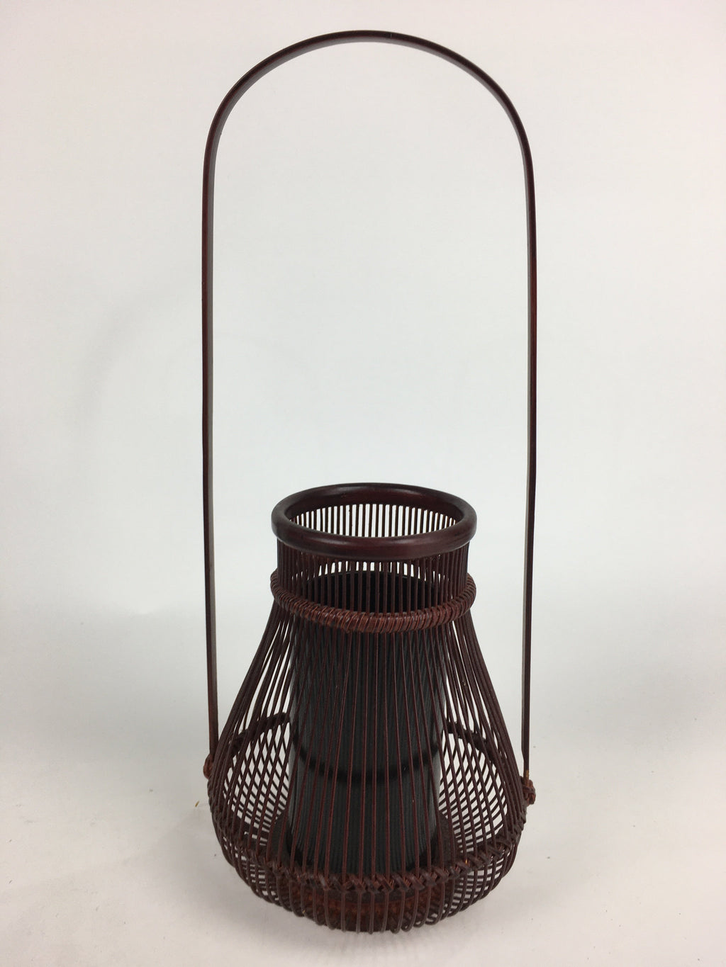 Japanese Bamboo Basket Vtg Flower Vase Ikebana Arrangement Kago Kado B172