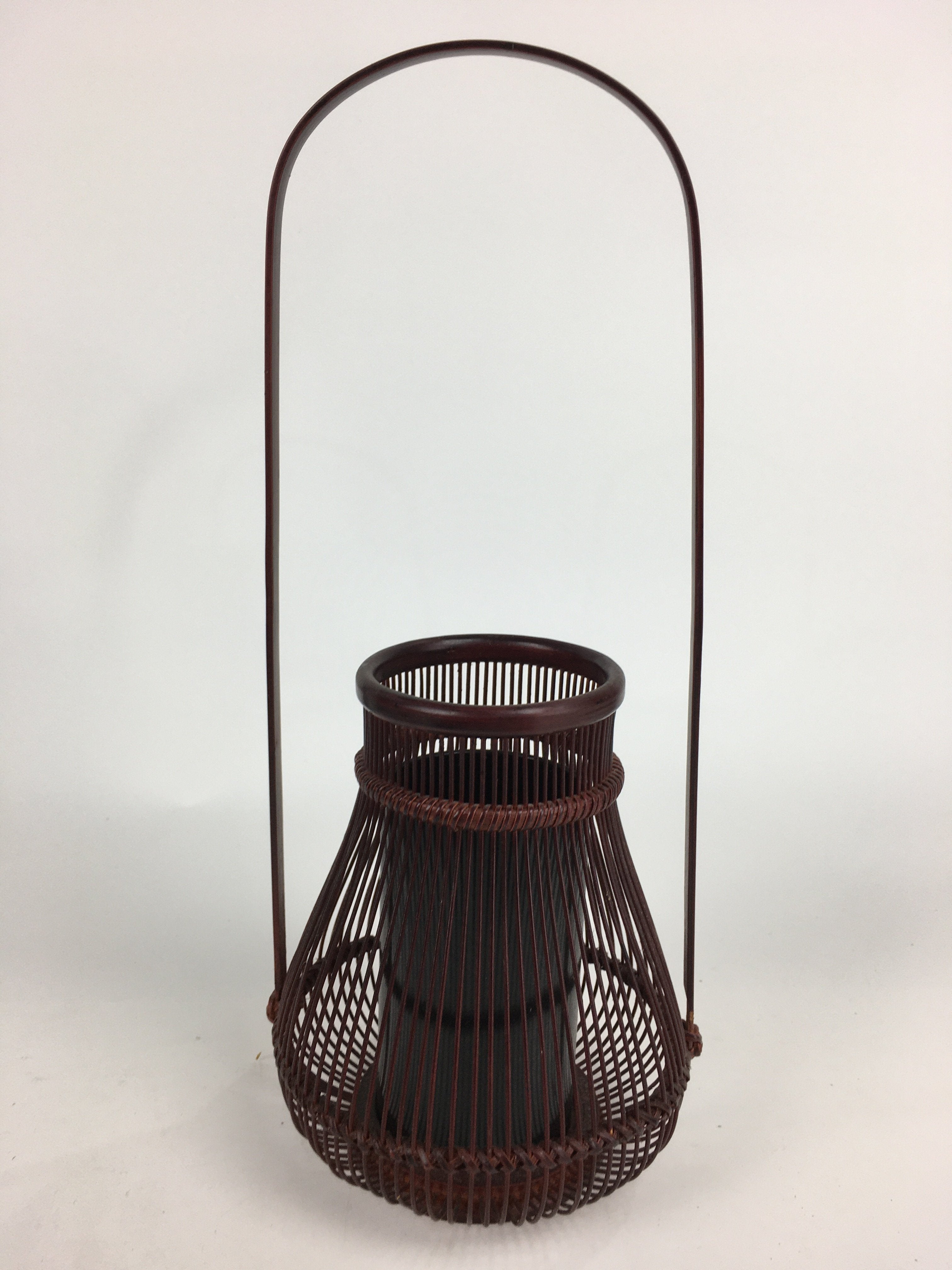 Japanese Bamboo Basket Vtg Flower Vase Ikebana Arrangement Kago Kado B172