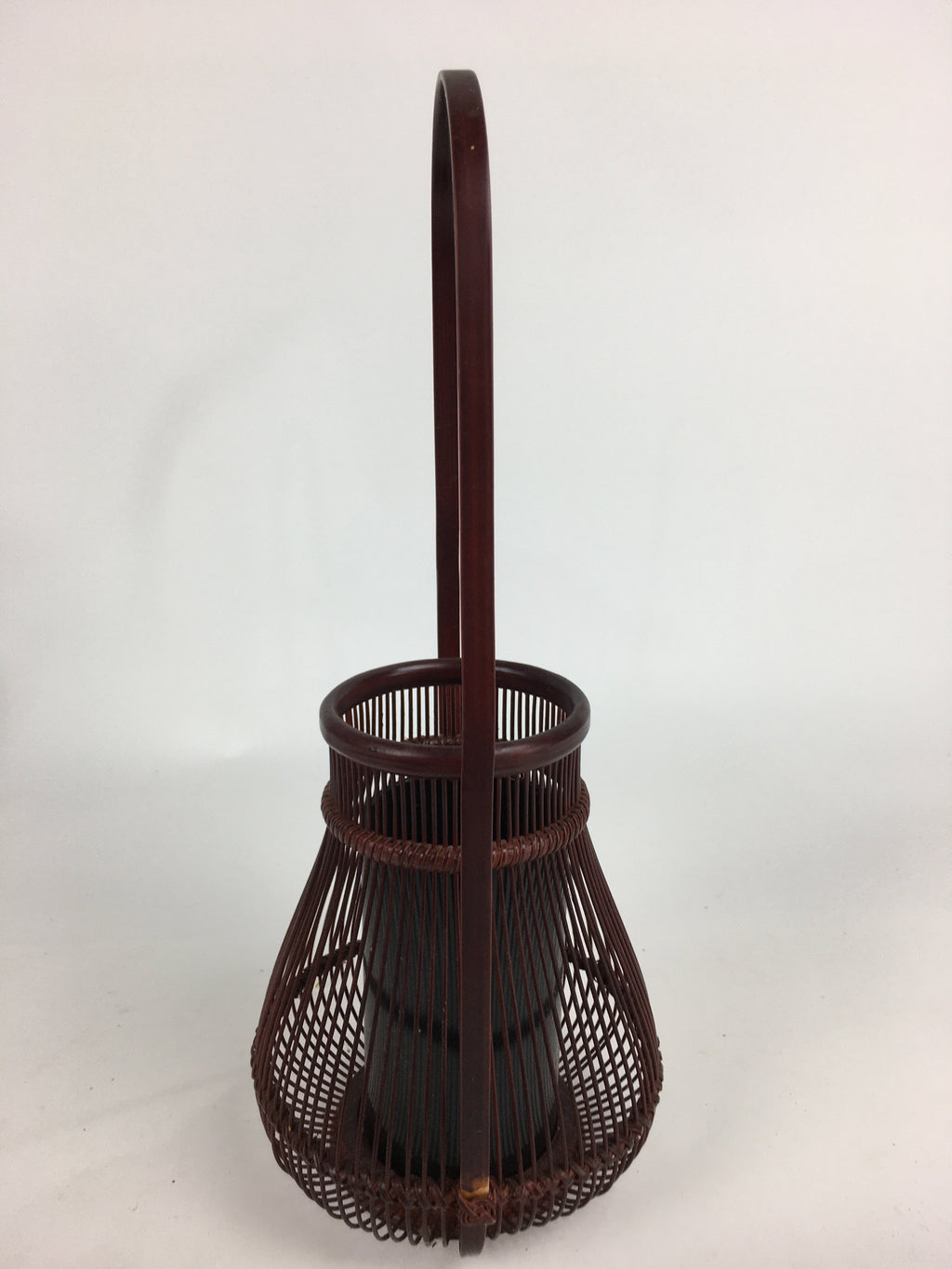 Japanese Bamboo Basket Vtg Flower Vase Ikebana Arrangement Kago Kado B172