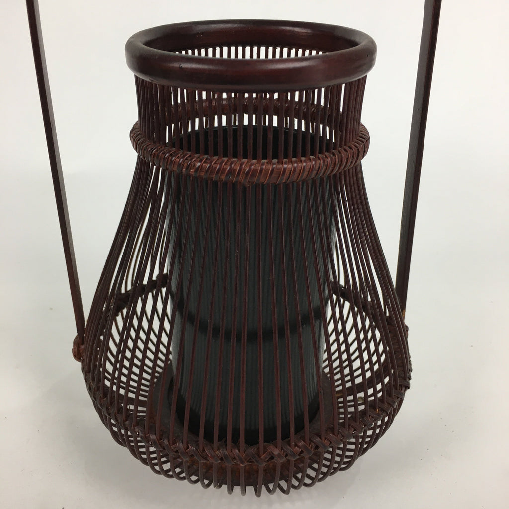 Japanese Bamboo Basket Vtg Flower Vase Ikebana Arrangement Kago Kado B172