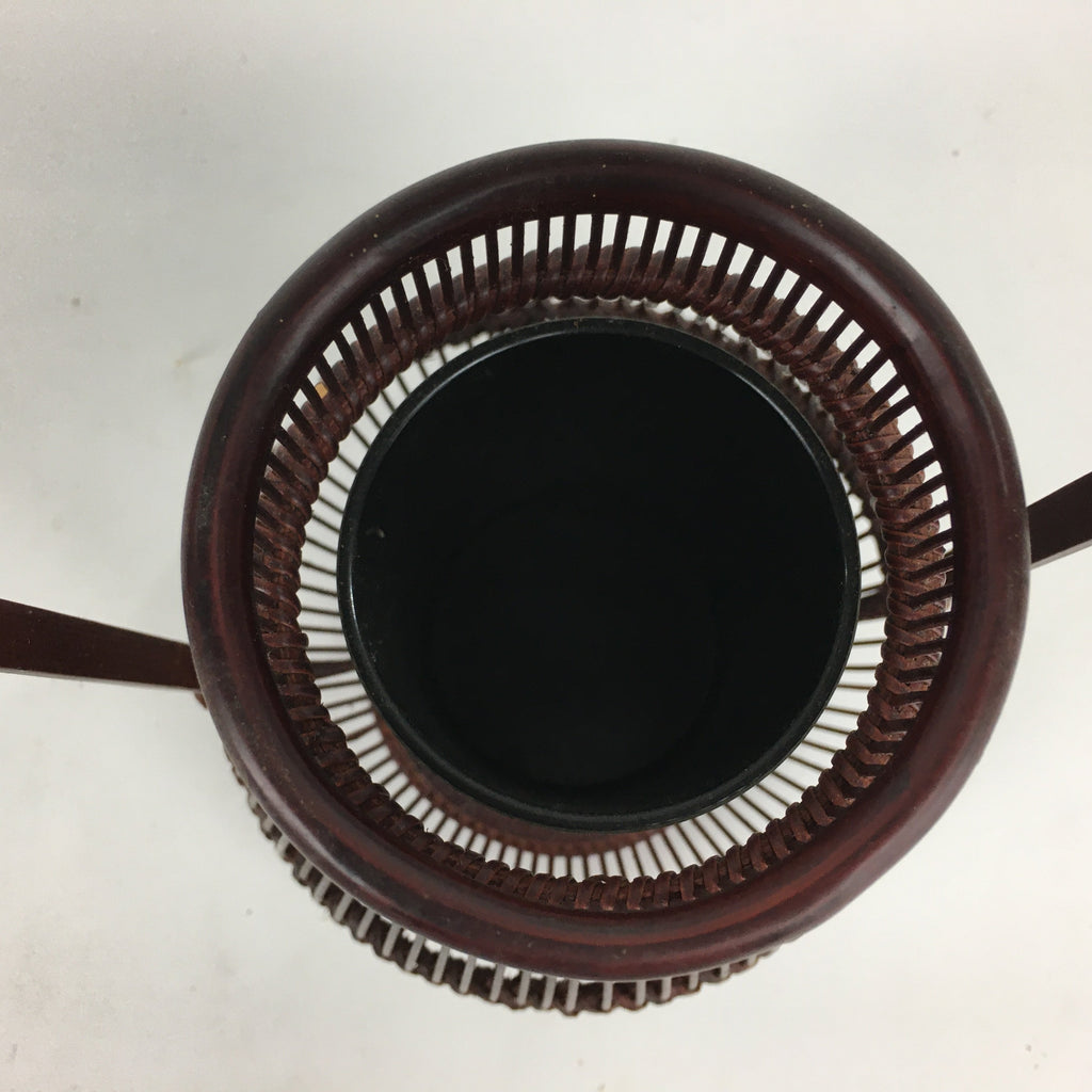 Japanese Bamboo Basket Vtg Flower Vase Ikebana Arrangement Kago Kado B172