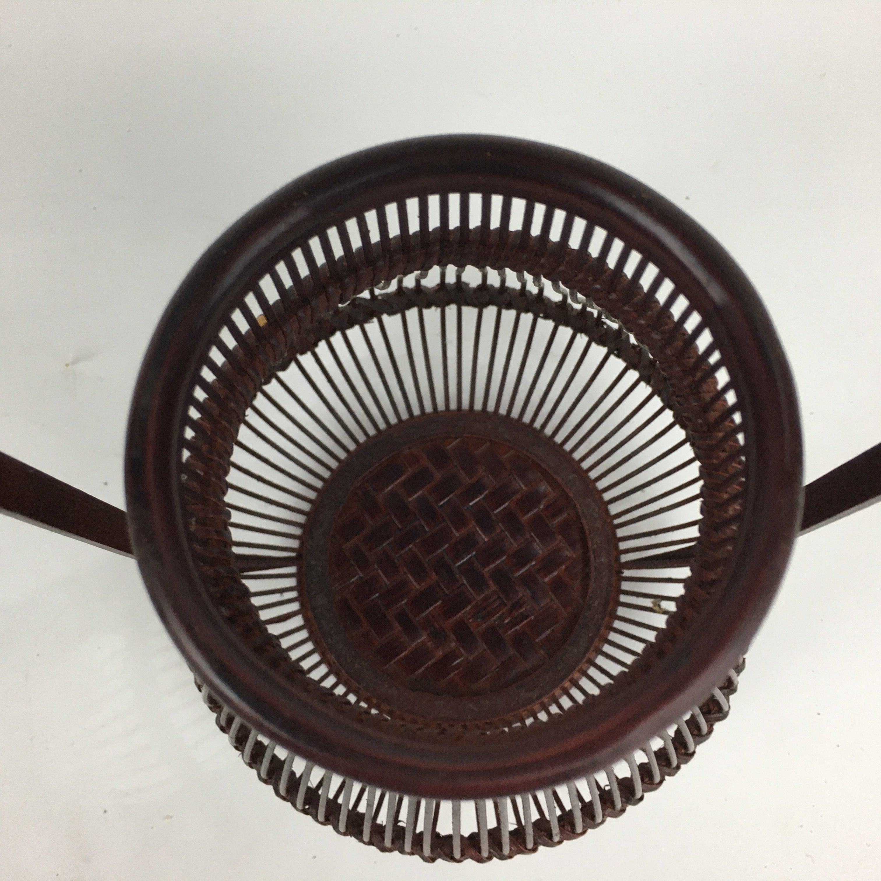 Japanese Bamboo Basket Vtg Flower Vase Ikebana Arrangement Kago Kado B172