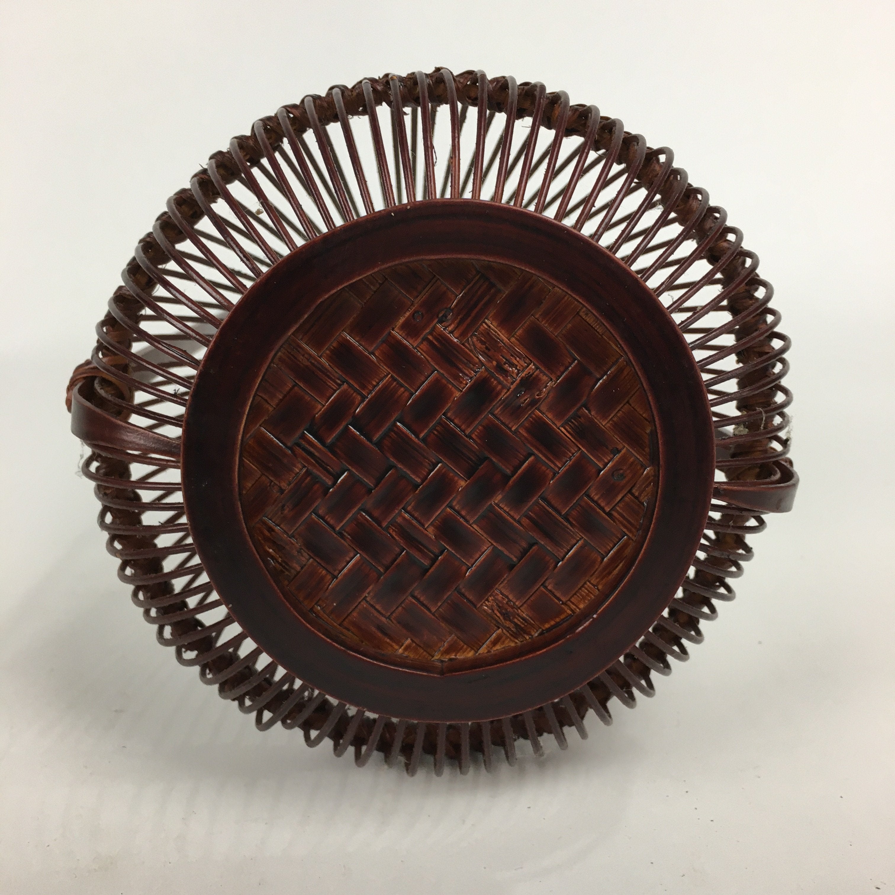 Japanese Bamboo Basket Vtg Flower Vase Ikebana Arrangement Kago Kado B172