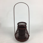 Japanese Bamboo Basket Vtg Flower Vase Ikebana Arrangement Kago Kado B172