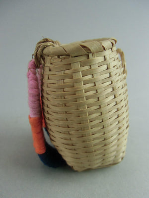 Japanese Bamboo Basket Vtg Hanging Wall Pocket Ikebana Flower Arrangement B83