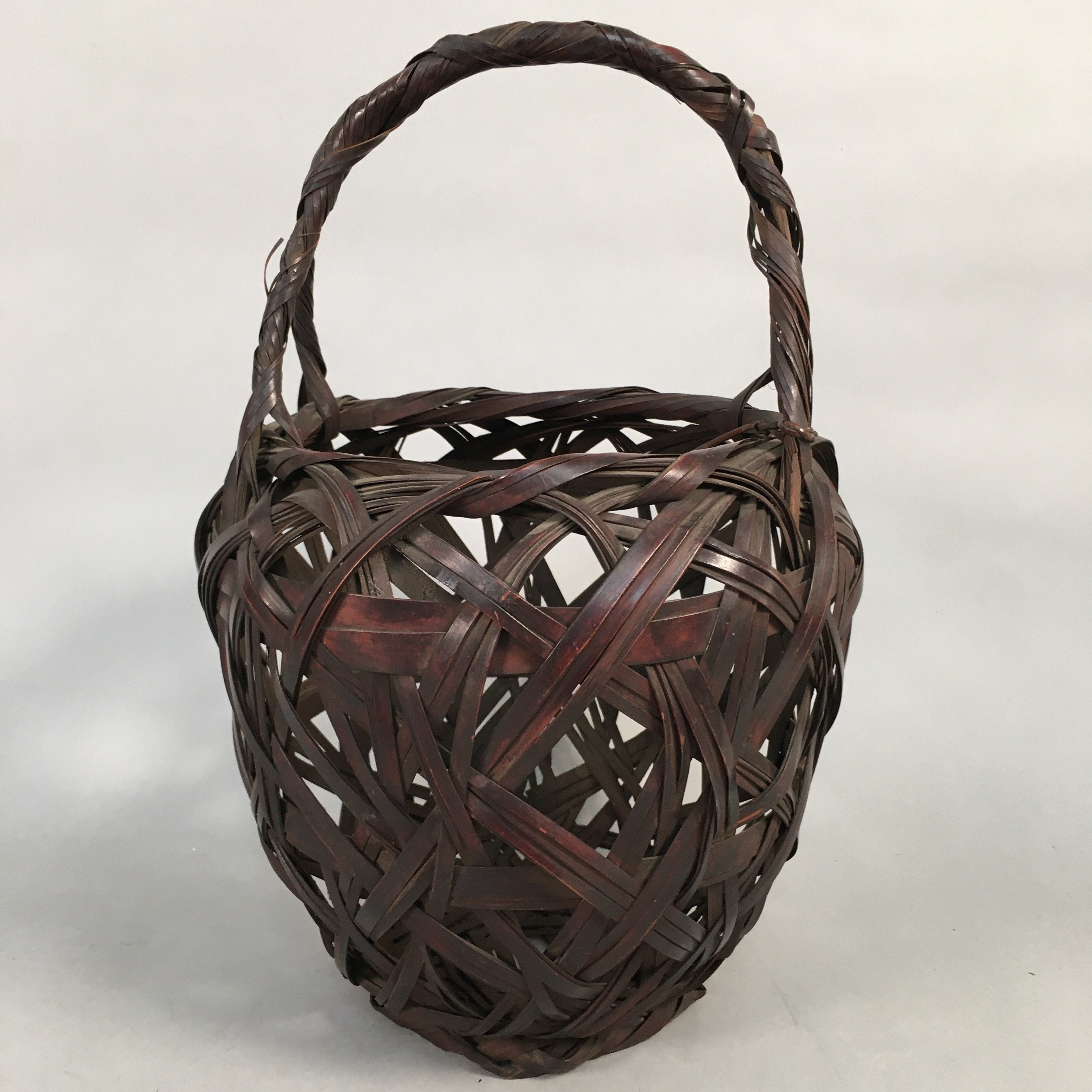 Japanese Bamboo Basket Vtg Ikebana Flower Arrangement Kado Kago B154