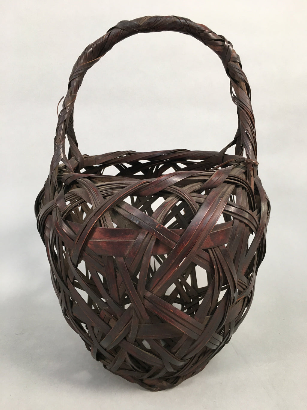 Japanese Bamboo Basket Vtg Ikebana Flower Arrangement Kado Kago B154