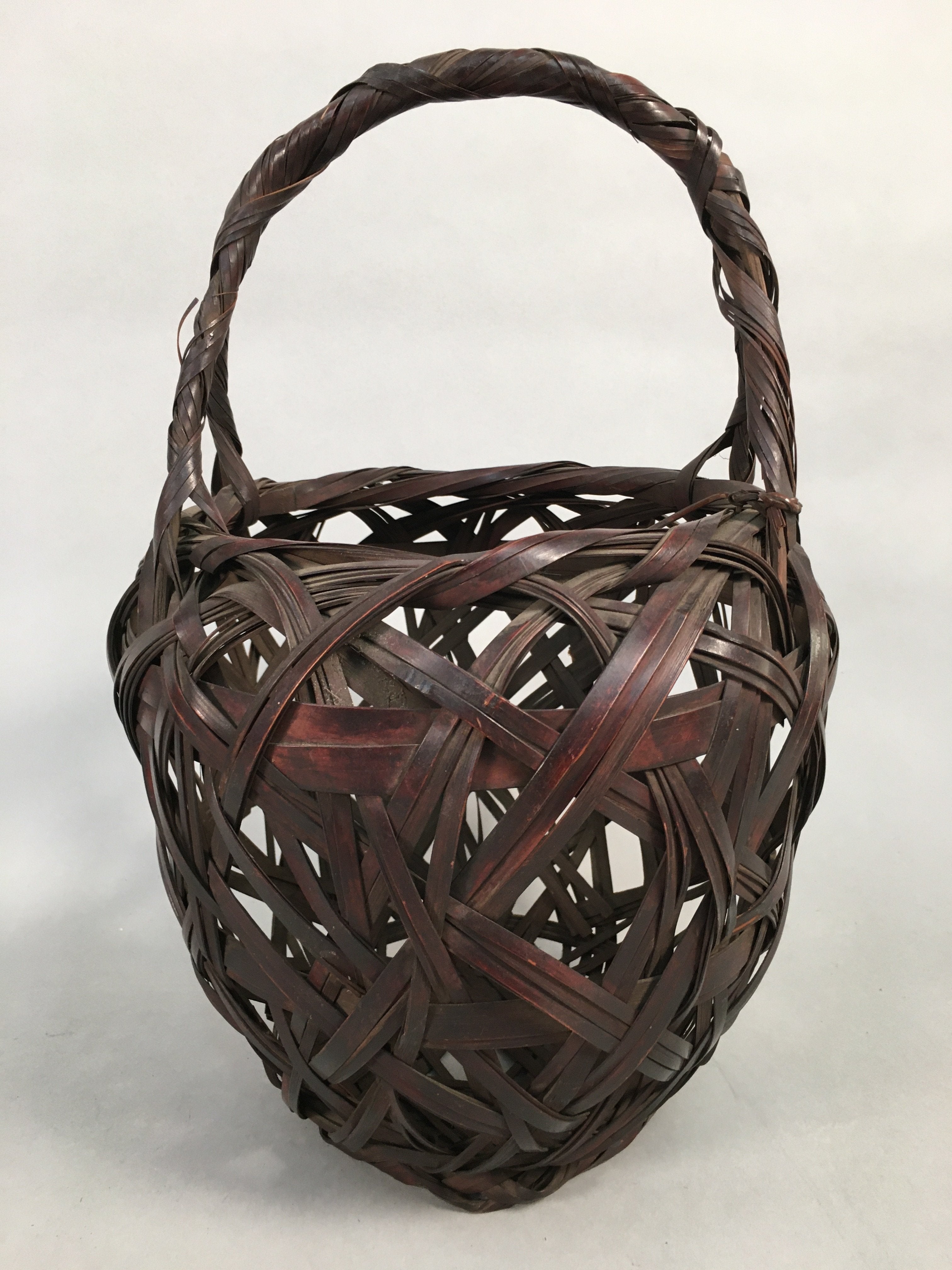 Japanese Bamboo Basket Vtg Ikebana Flower Arrangement Kado Kago B154
