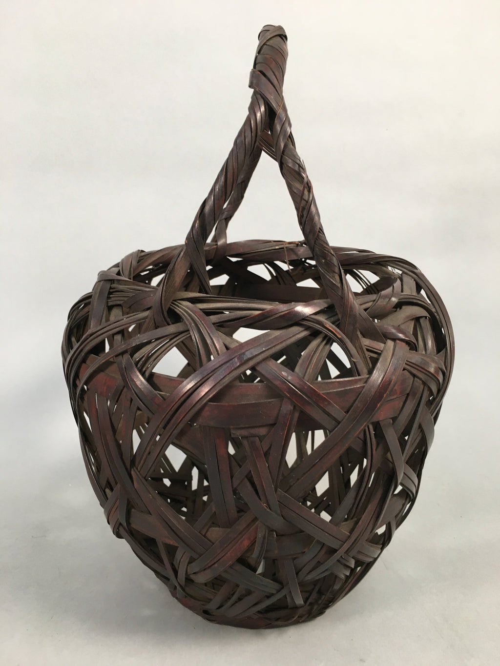 Japanese Bamboo Basket Vtg Ikebana Flower Arrangement Kado Kago B154