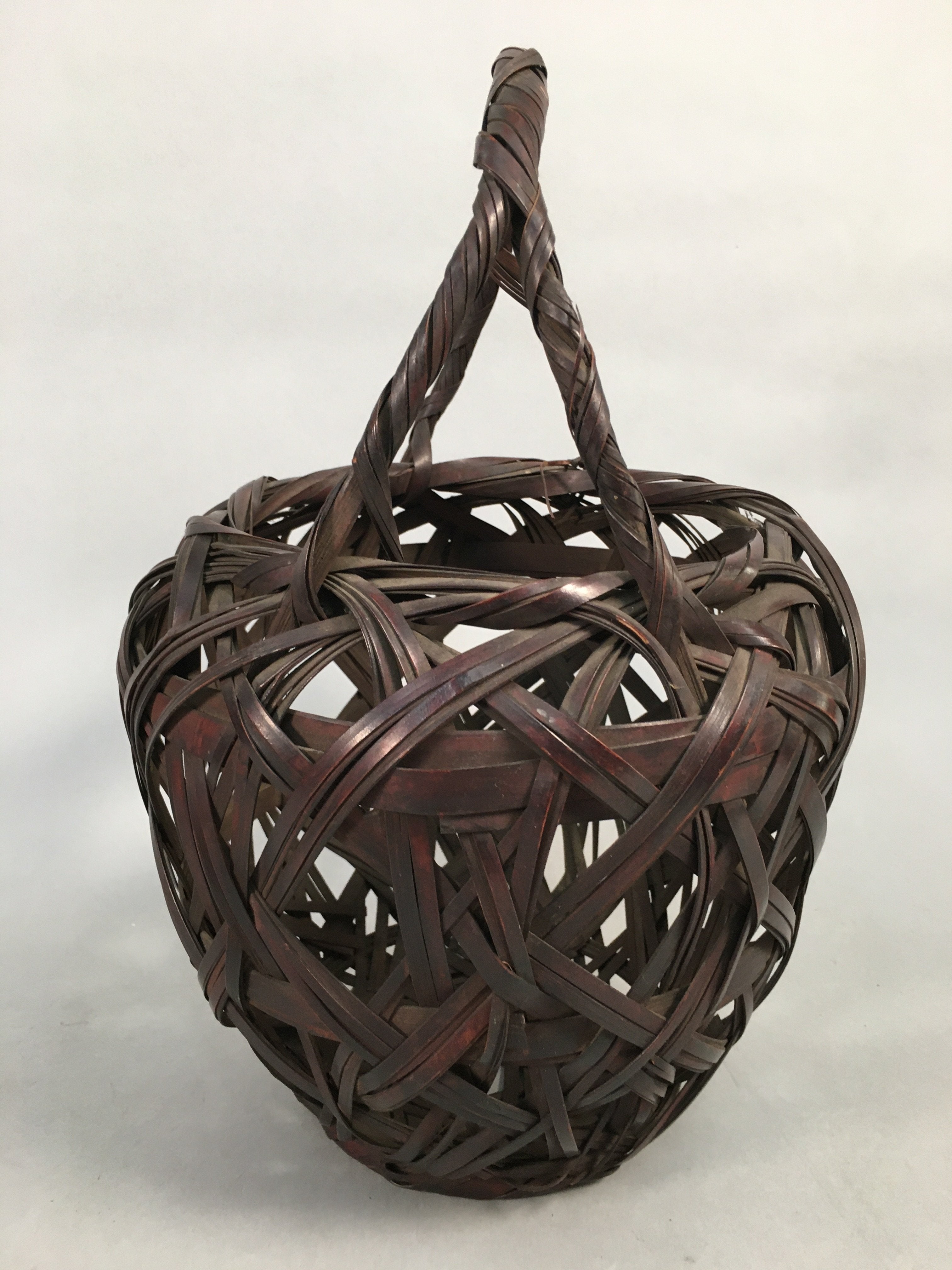 Japanese Bamboo Basket Vtg Ikebana Flower Arrangement Kado Kago B154