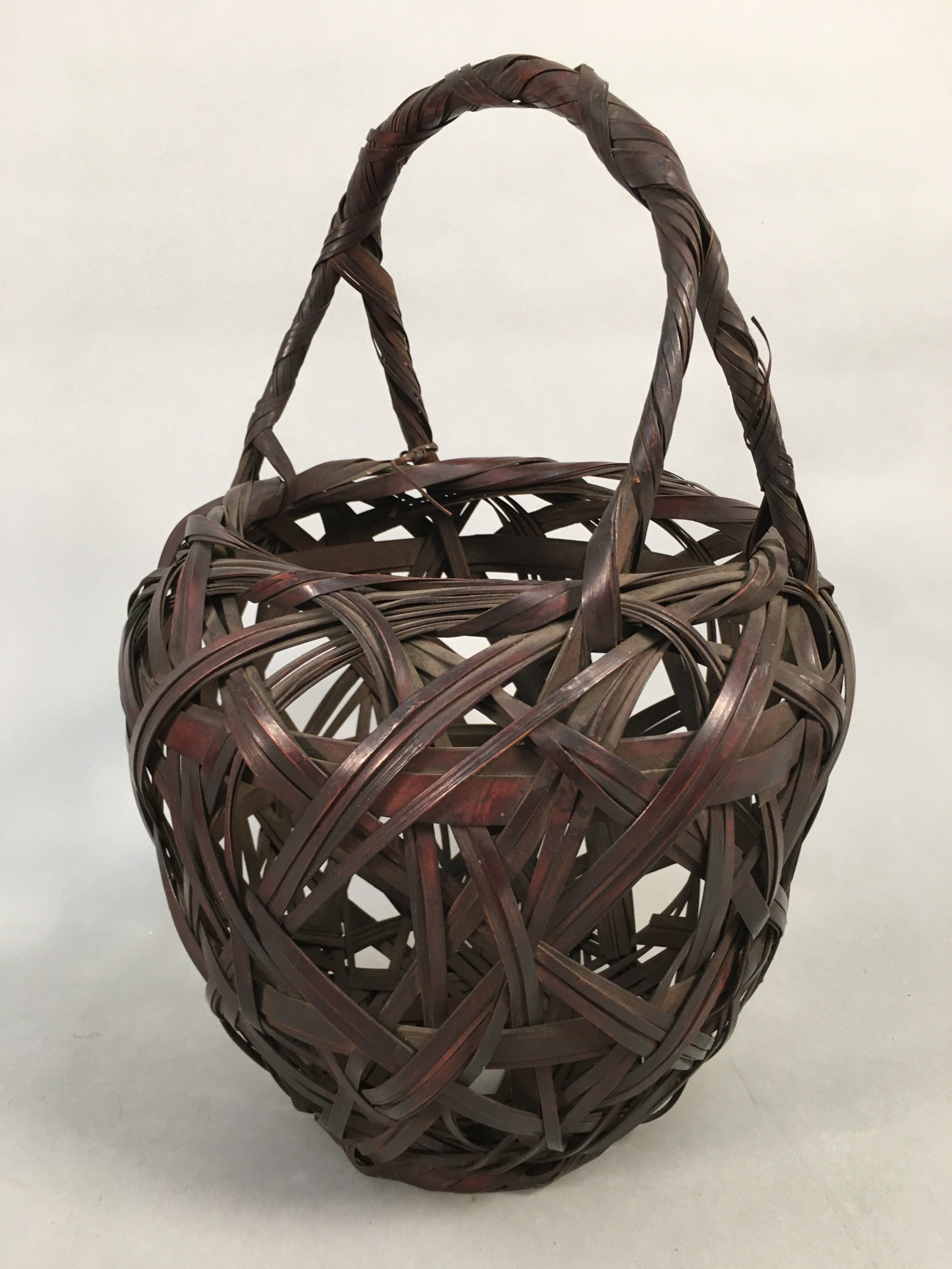 Japanese Bamboo Basket Vtg Ikebana Flower Arrangement Kado Kago B154